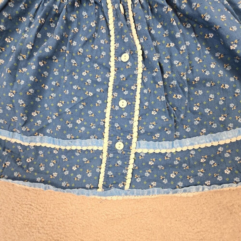 Coming Thing Vintage Girls Skirt Size 4 Blue Floral Cottagecore Boho Country - Picture 3 of 8